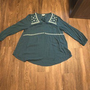 Style & Co Blue Peasant Blouse